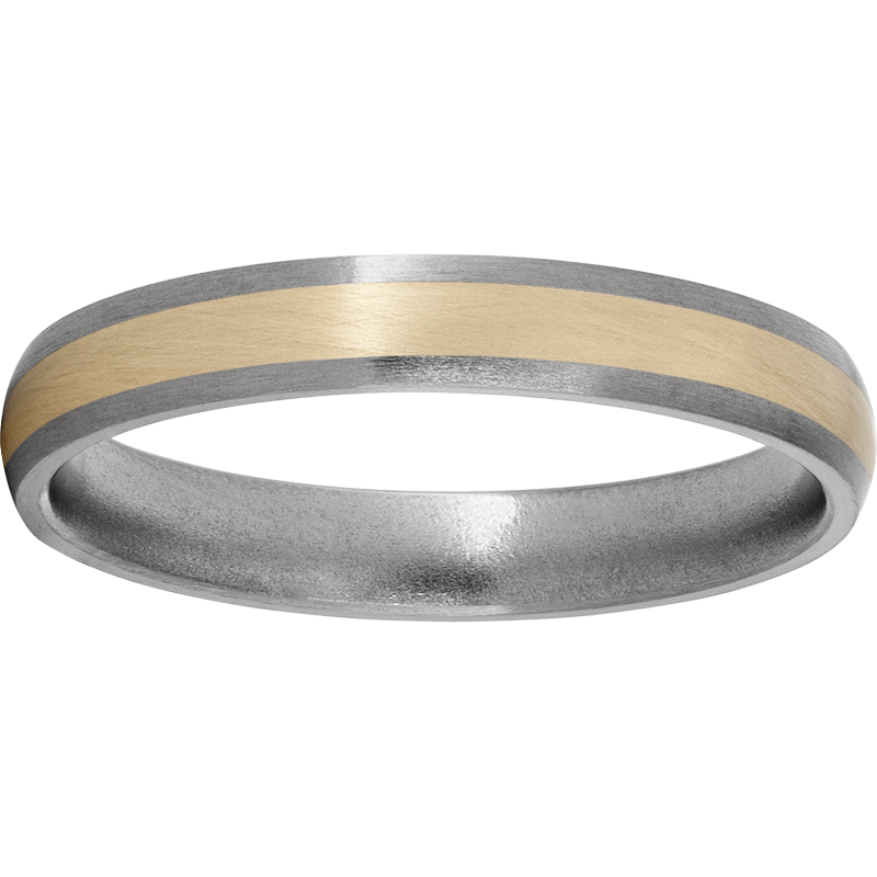 Titanium Domed Band with a 2mm 14K Yellow Gold Inlay and Satin Finish Lennon's W.B. Wilcox Jewelers New Hartford, NY