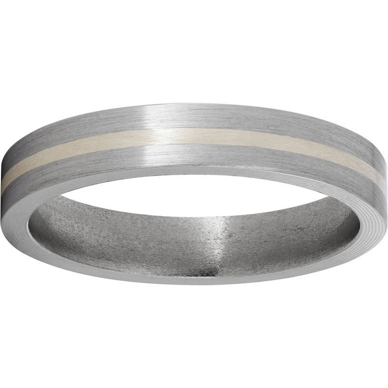 Titanium Flat Band with a 1mm Sterling Silver Inlay and Satin Finish Milano Jewelers Pembroke Pines, FL