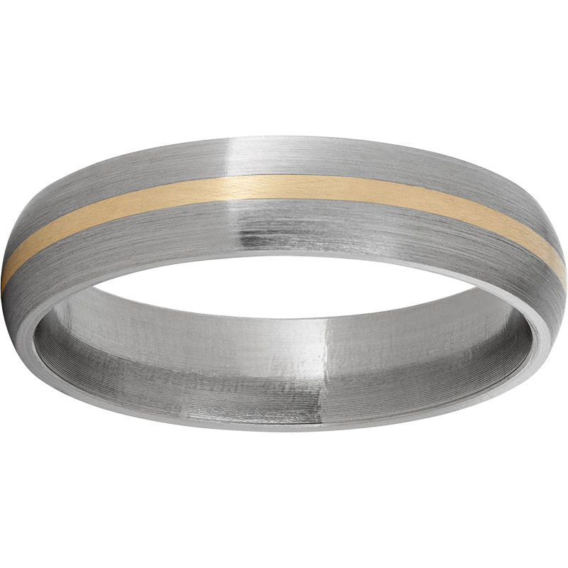 Titanium Domed Band with a 1mm 14K Yellow Gold Inlay and Satin Finish Jerald Jewelers Latrobe, PA