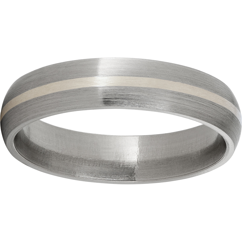 Titanium Domed Band with a 1mm Sterling Silver Inlay and Satin Finish John E. Koller Jewelry Designs Owasso, OK