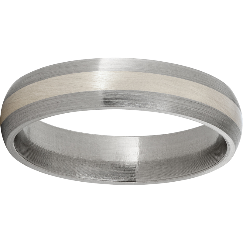 Titanium Domed Band with a 2mm Sterling Silver Inlay and Satin Finish Selman's Jewelers-Gemologist McComb, MS