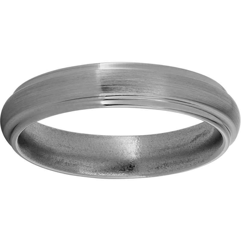 Titanium Domed Band with Grooved Edges and Satin Finish Ritzi Jewelers Brookville, IN
