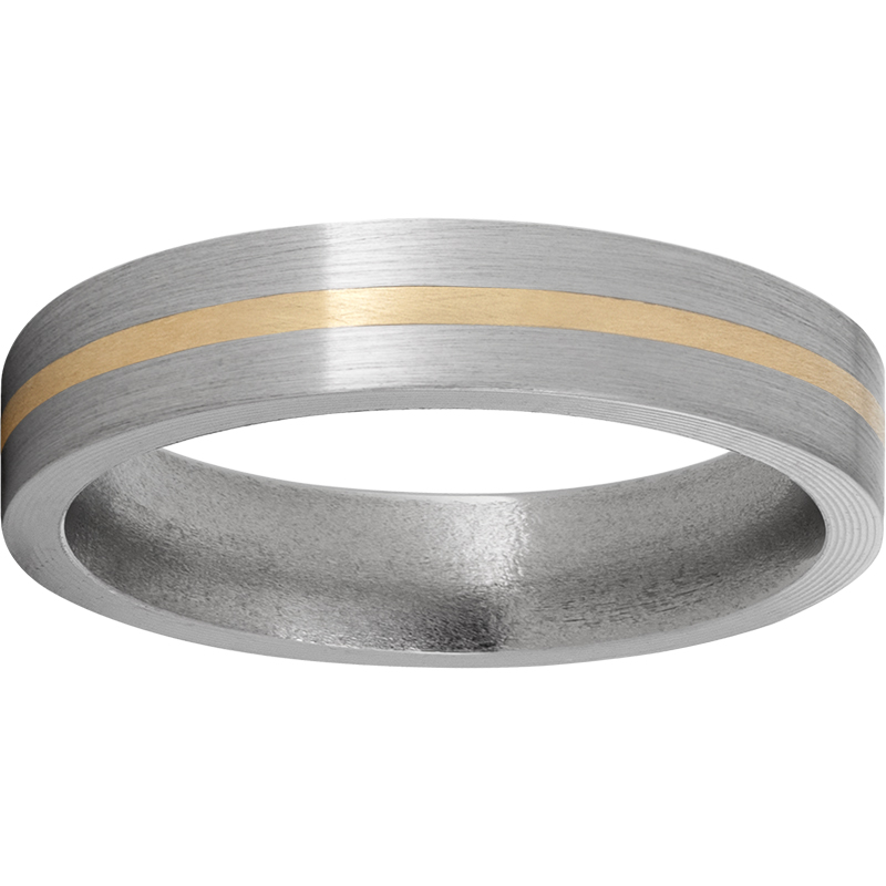 Titanium Flat Band with a 1mm 14K Yellow Gold Inlay and Satin Finish Lennon's W.B. Wilcox Jewelers New Hartford, NY