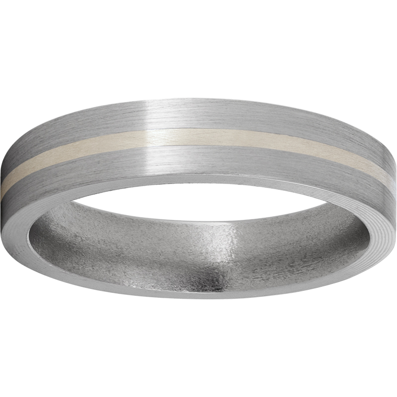 Titanium Flat Band with a 1mm Sterling Silver Inlay and Satin Finish Selman's Jewelers-Gemologist McComb, MS