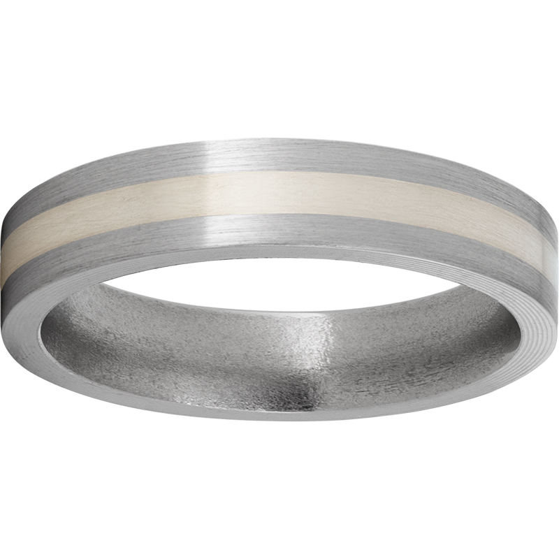 Titanium Flat Band with a 2mm Sterling Silver Inlay and Satin Finish Lennon's W.B. Wilcox Jewelers New Hartford, NY