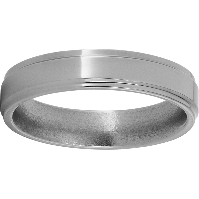 Titanium Flat Band with Grooved Edges and Polished Finish Lennon's W.B. Wilcox Jewelers New Hartford, NY