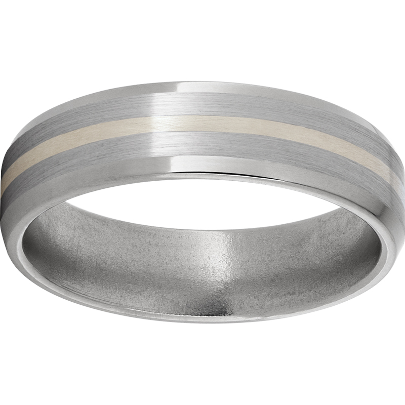 Titanium Beveled Edge Band with a 1mm Sterling Silver Inlay and Satin Finish Mesa Jewelers Grand Junction, CO