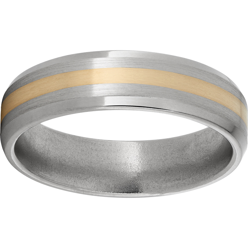 Titanium Beveled Edge Band with a 2mm 14K Yellow Gold Inlay and Satin Finish Selman's Jewelers-Gemologist McComb, MS