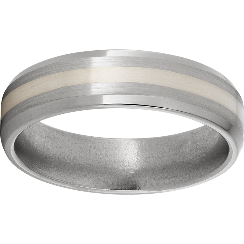 Titanium Beveled Edge Band with a 2mm Sterling Silver Inlay and Satin Finish Selman's Jewelers-Gemologist McComb, MS
