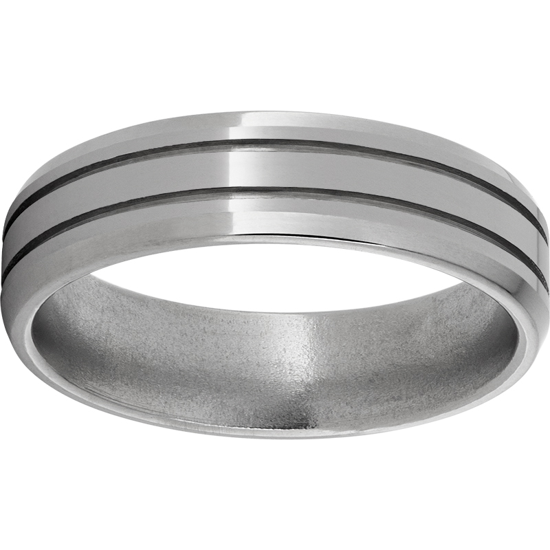 Titanium Beveled Edge Band with Two .5mm Grooves and Polish Finish Ritzi Jewelers Brookville, IN