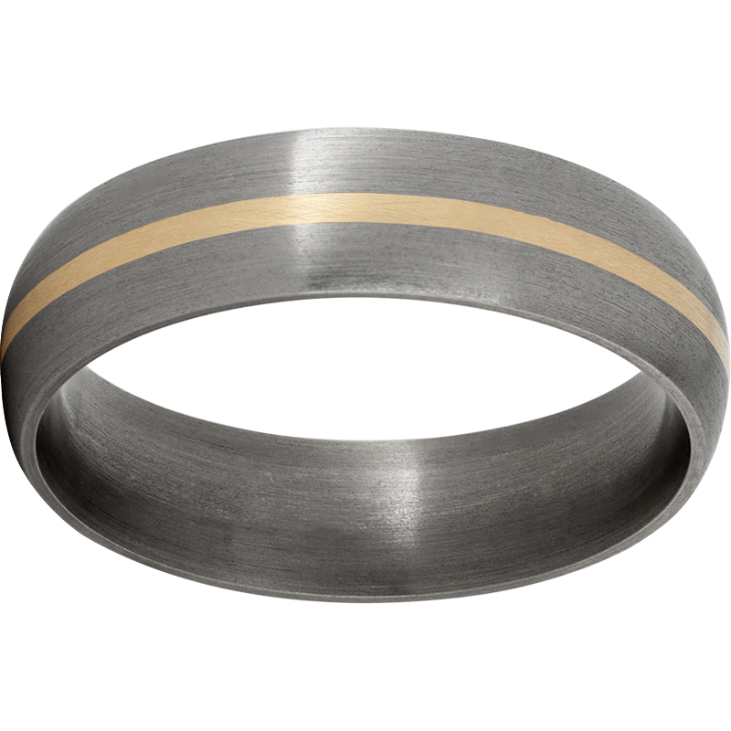 Titanium Domed Band with a 1mm 14K Yellow Gold Inlay and Satin Finish Ritzi Jewelers Brookville, IN
