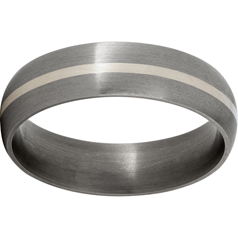 Titanium Domed Band with a 1mm Sterling Silver Inlay and Satin Finish Selman's Jewelers-Gemologist McComb, MS