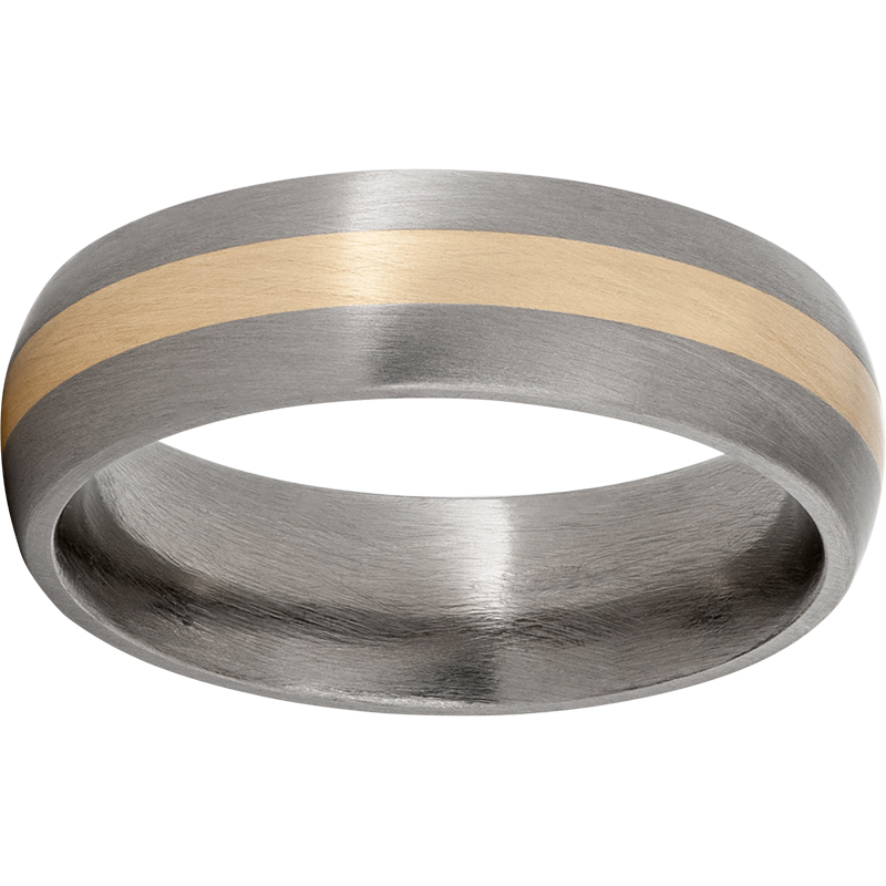 Titanium Domed Band with a 2mm 14K Yellow Gold Inlay and Satin Finish Milano Jewelers Pembroke Pines, FL