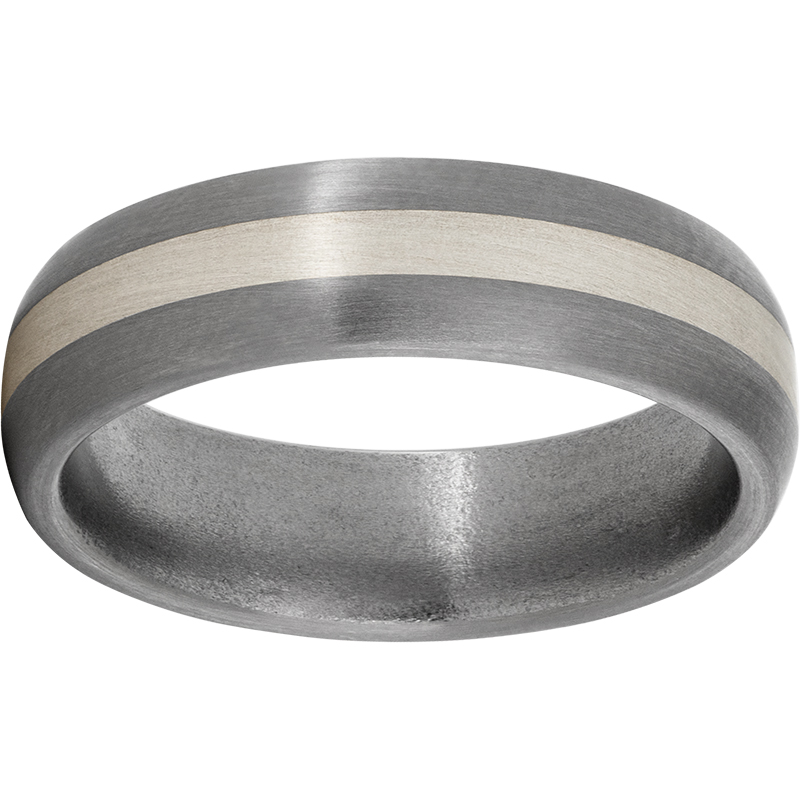 Titanium Domed Band with a 2mm Sterling Silver Inlay and Satin Finish Selman's Jewelers-Gemologist McComb, MS
