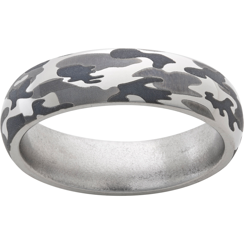 Titanium Domed Band with Camo Laser Engraving Michele & Company Fine Jewelers Lapeer, MI