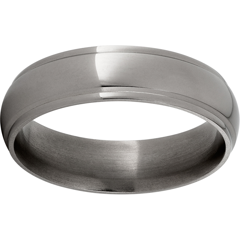 Titanium Domed Band with Grooved Edges Milano Jewelers Pembroke Pines, FL