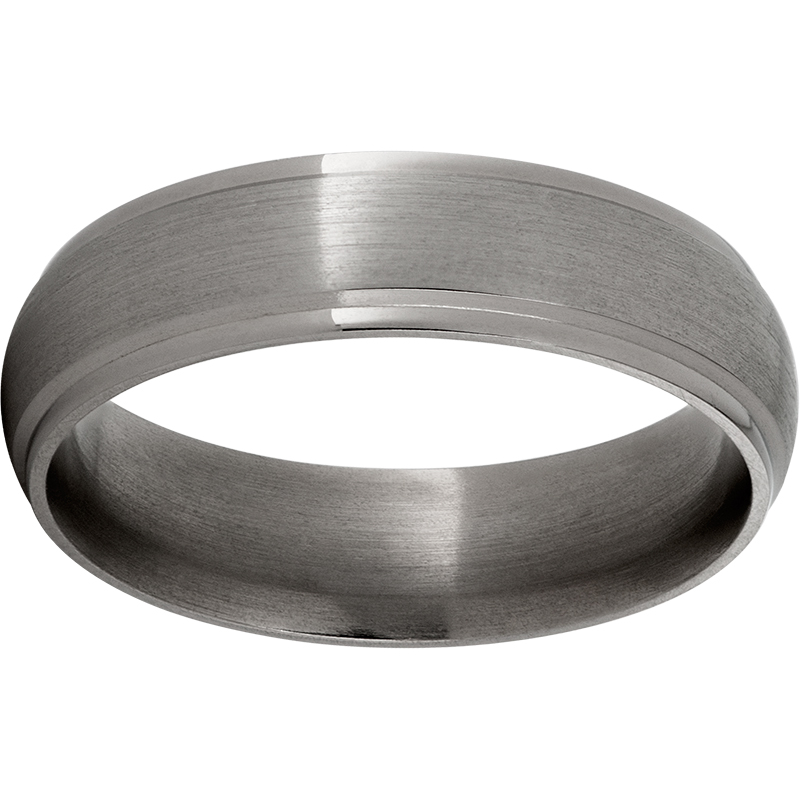 Titanium Domed Band with Grooved Edges and Satin Finish Ritzi Jewelers Brookville, IN