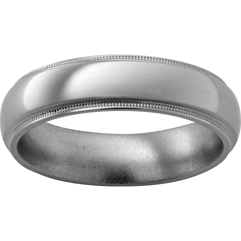 Titanium Domed Band with Grooved Miligrain Edges and Polish Finish Milano Jewelers Pembroke Pines, FL