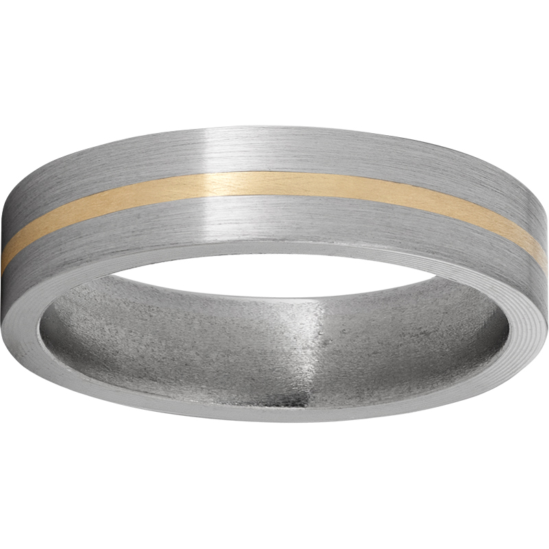 Titanium Flat Band with a 1mm 14K Yellow Gold Inlay and Satin Finish Mesa Jewelers Grand Junction, CO