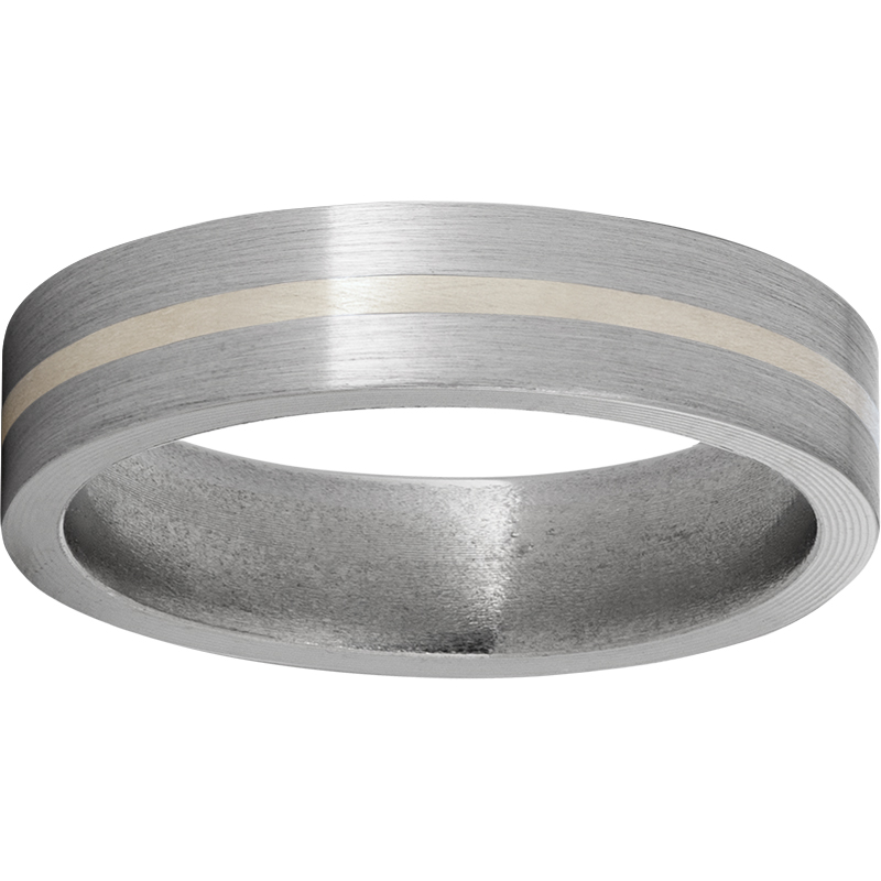 Titanium Flat Band with a 1mm Sterling Silver Inlay and Satin Finish Jerald Jewelers Latrobe, PA