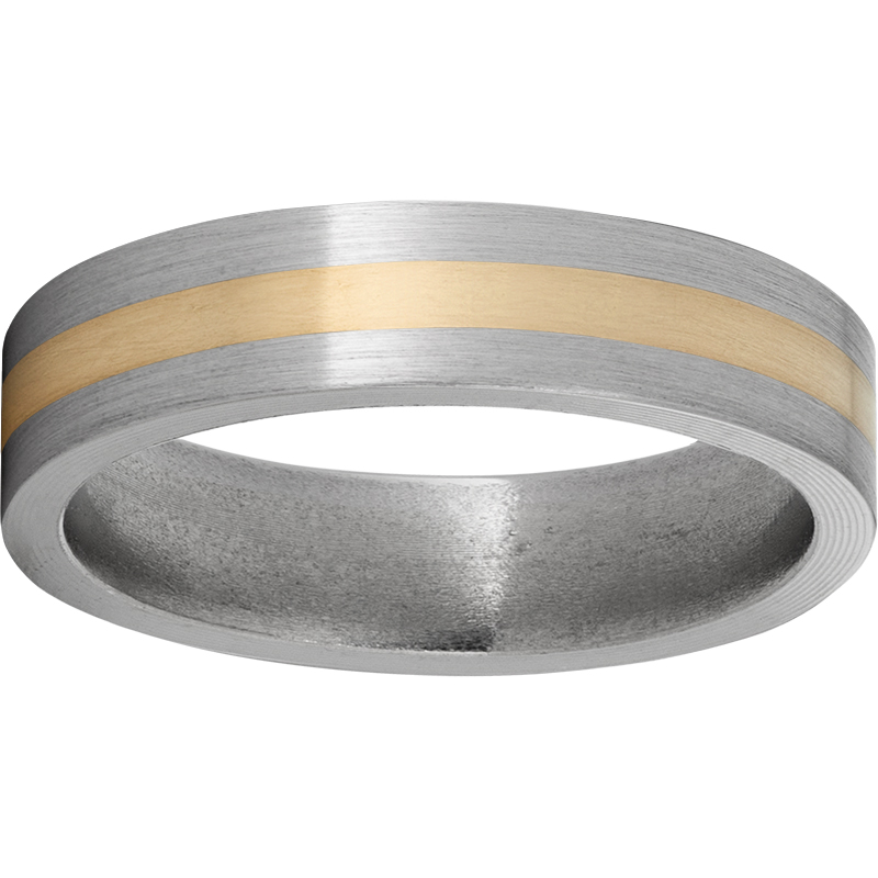 Titanium Flat Band with a 2mm 14K Yellow Gold Inlay and Satin Finish Lennon's W.B. Wilcox Jewelers New Hartford, NY