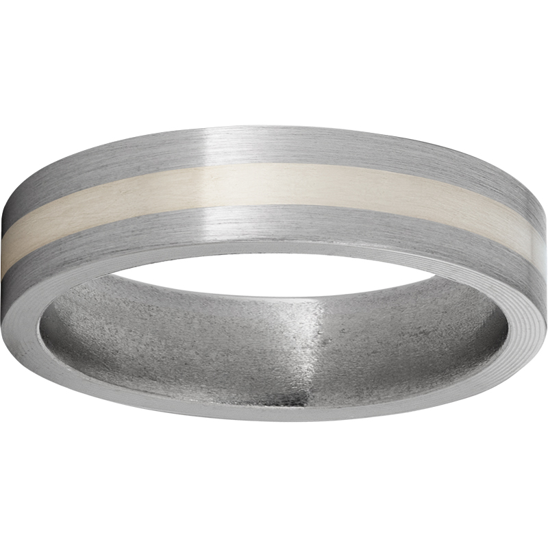 Titanium Flat Band with a 2mm Sterling Silver Inlay and Satin Finish Michele & Company Fine Jewelers Lapeer, MI