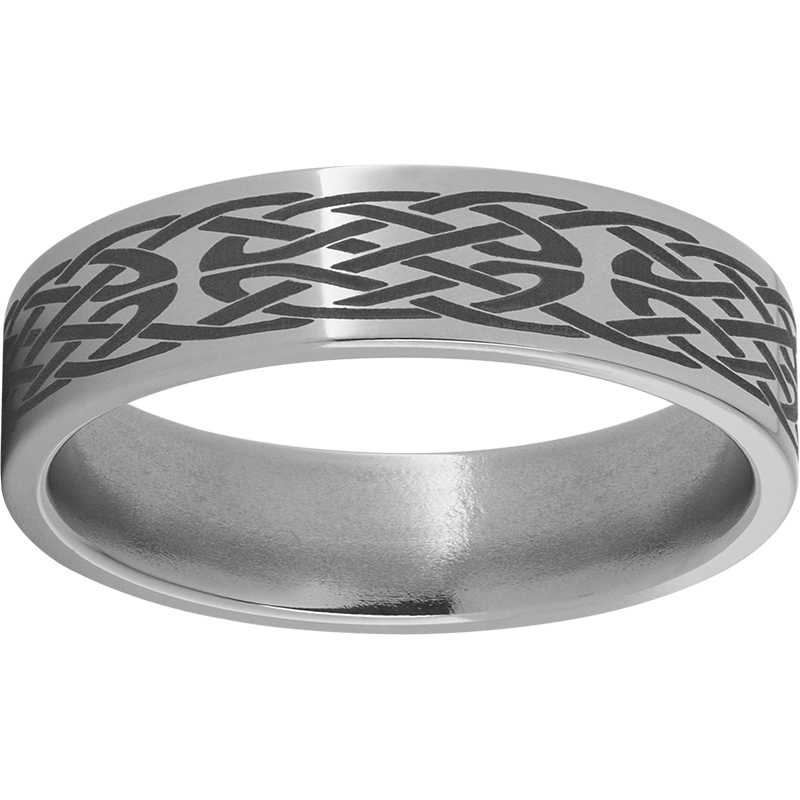 Titanium Flat Band with Knot Laser Engraving Ritzi Jewelers Brookville, IN