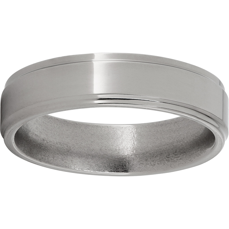 Titanium Flat Band with Grooved Edges and Polish Finish Milano Jewelers Pembroke Pines, FL