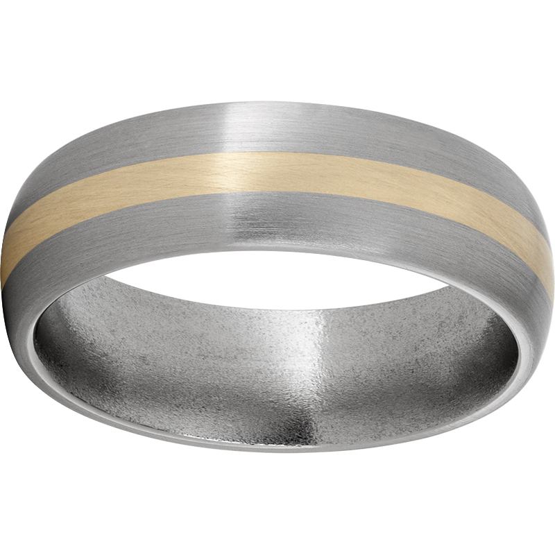 Titanium Domed Band with a 2mm 14K Yellow Gold Inlay and Satin Finish Milano Jewelers Pembroke Pines, FL