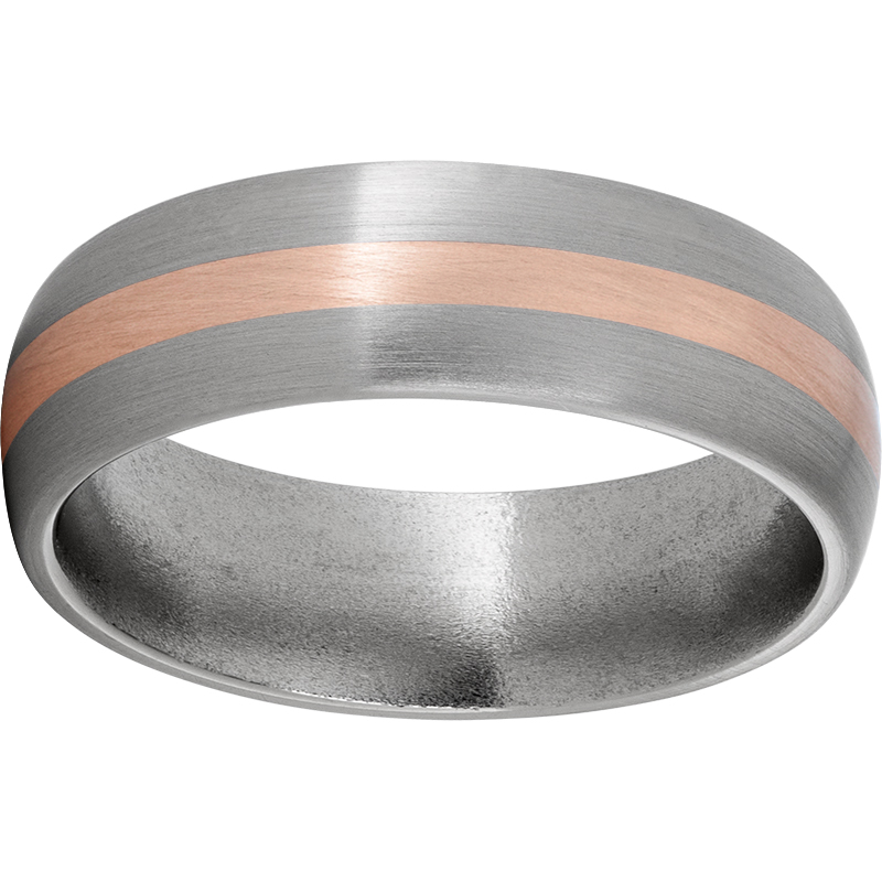 Titanium Domed Band with a 2mm 14K Rose Gold Inlay and Satin Finish Lennon's W.B. Wilcox Jewelers New Hartford, NY