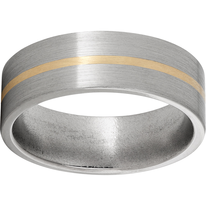 Titanium Flat Band with a 1mm 14K Yellow Gold Inlay and Satin Finish Milano Jewelers Pembroke Pines, FL