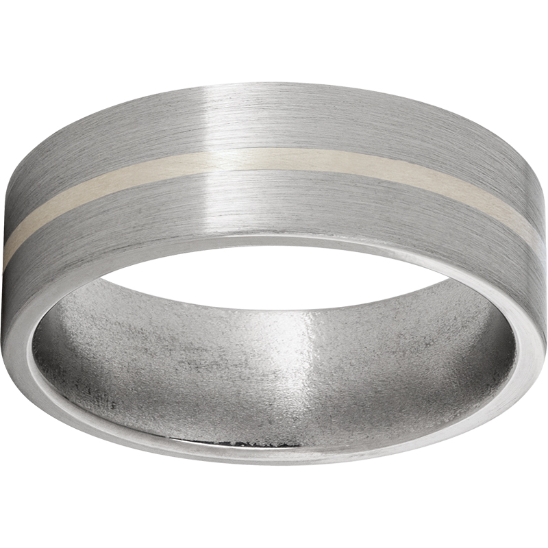 Titanium Flat Band with a 1mm Sterling Silver Inlay and Satin Finish K. Martin Jeweler Dodge City, KS