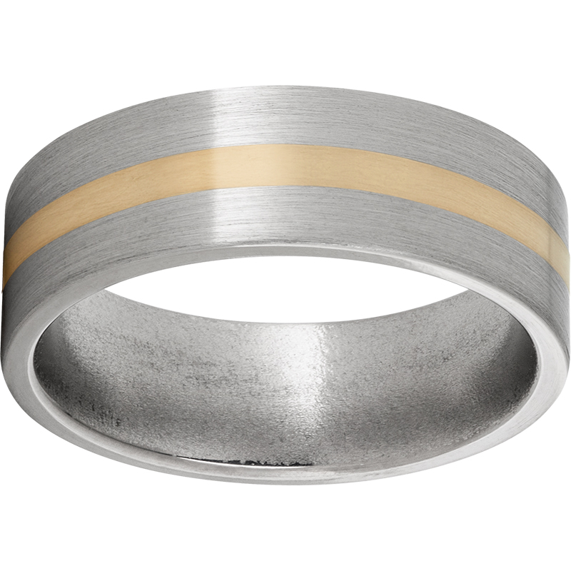 Titanium Flat Band with a 2mm 14K Yellow Gold Inlay and Satin Finish Mitchell's Jewelry Norman, OK