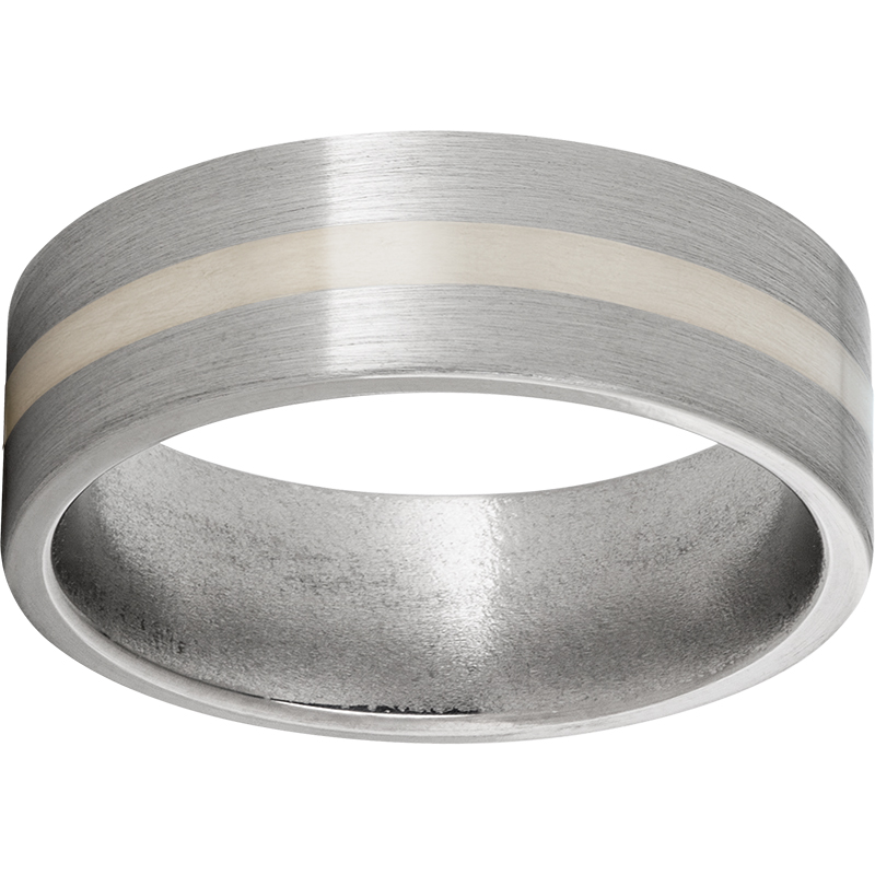Titanium Flat Band with a 2mm Sterling Silver Inlay and Satin Finish Mitchell's Jewelry Norman, OK