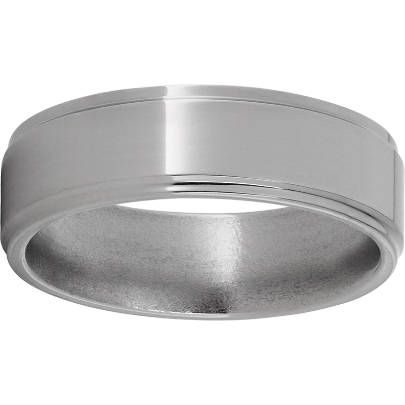 Titanium Flat Band with Grooved Edges and Polish Finish Lennon's W.B. Wilcox Jewelers New Hartford, NY