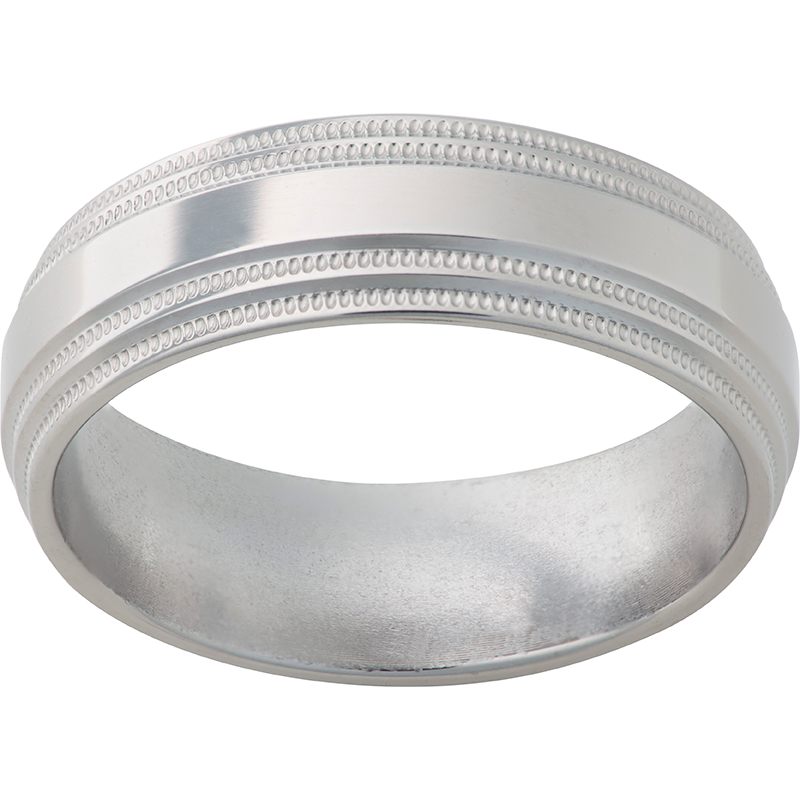 Titanium Flat Band with Double Milgrain Grooved Edges and Polish Finish Ritzi Jewelers Brookville, IN