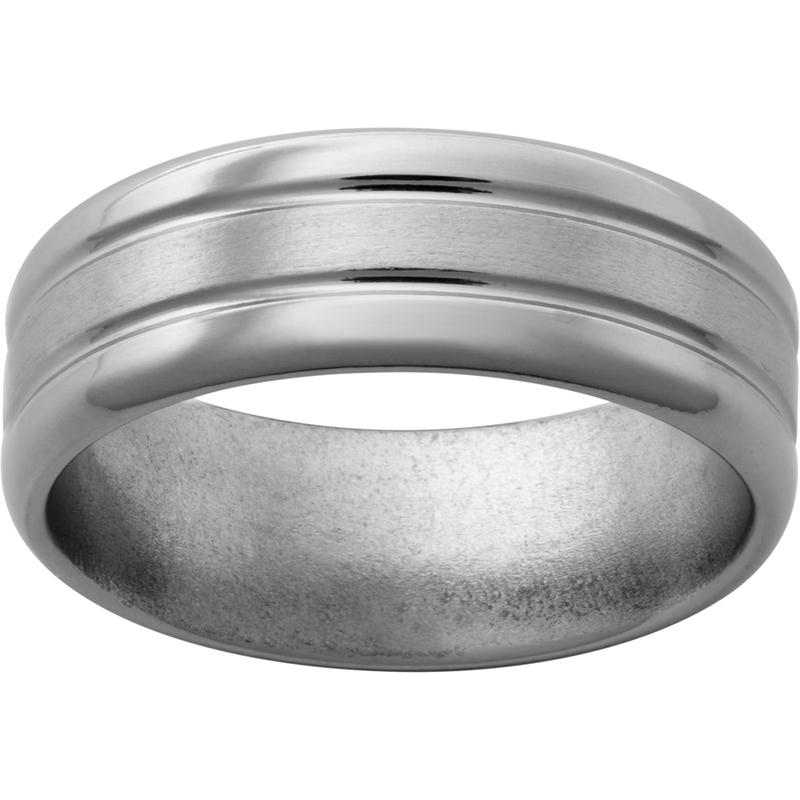 Titanium Band with Two .5mm Grooves, Satin Center and Polished Edges Milano Jewelers Pembroke Pines, FL