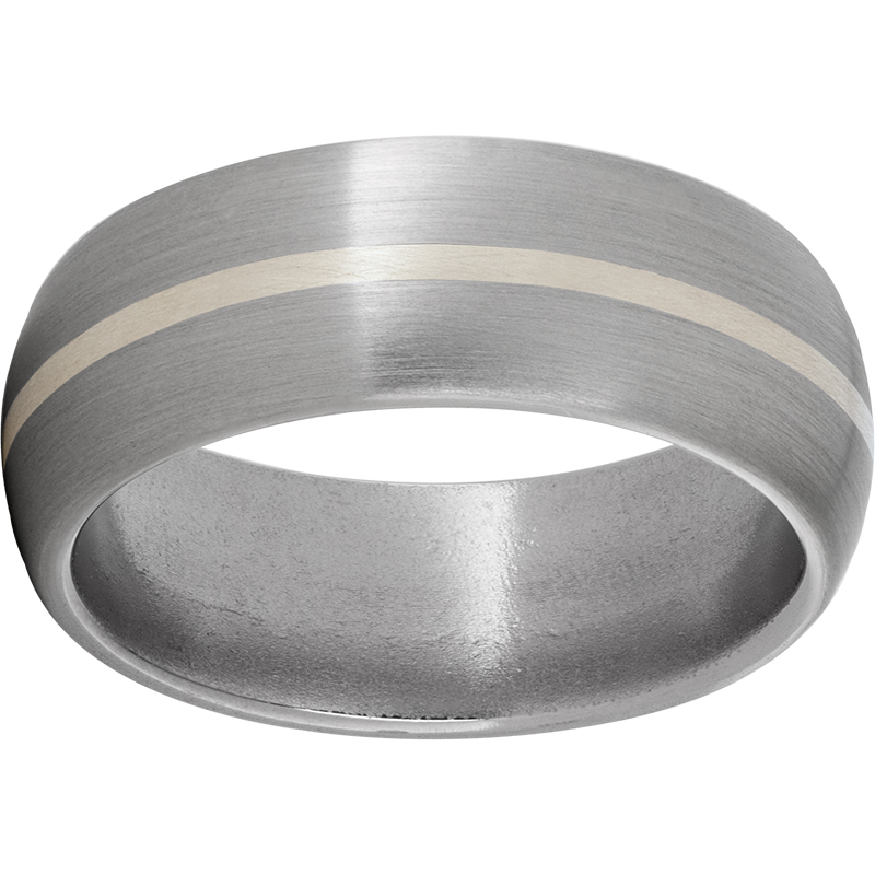 Titanium Domed Band with a 1mm Sterling Silver Inlay and Satin Finish Lennon's W.B. Wilcox Jewelers New Hartford, NY