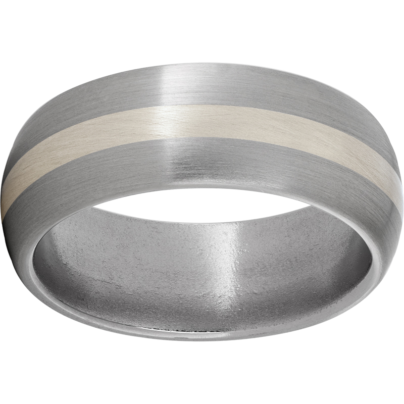 Titanium Domed Band with a 2mm Sterling Silver Inlay and Satin Finish John E. Koller Jewelry Designs Owasso, OK