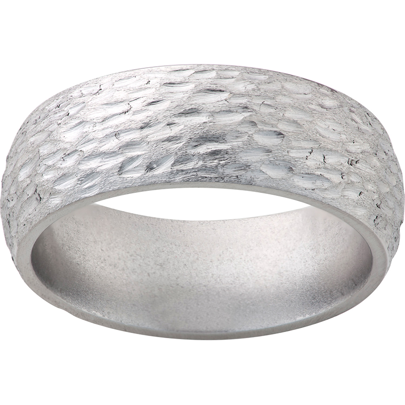 Titanium Domed Band with Bark Finish Mitchell's Jewelry Norman, OK
