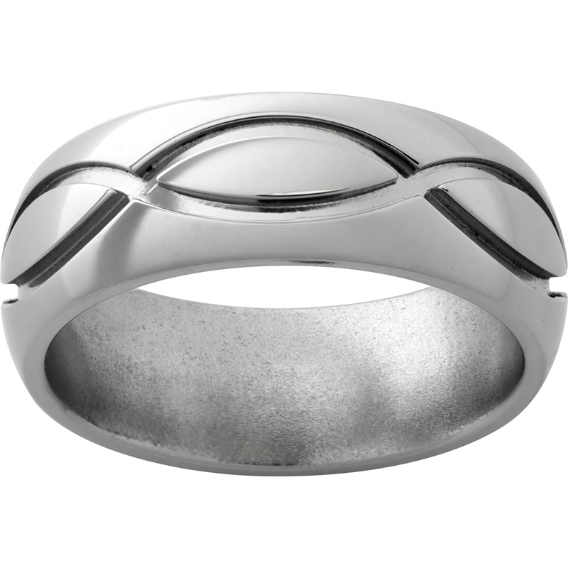 Titanium Domed Band with Infinity Design and Polish Finish Jerald Jewelers Latrobe, PA