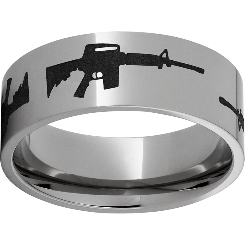 Titanium Flat Band with AR-15 Laser Engraving Lennon's W.B. Wilcox Jewelers New Hartford, NY