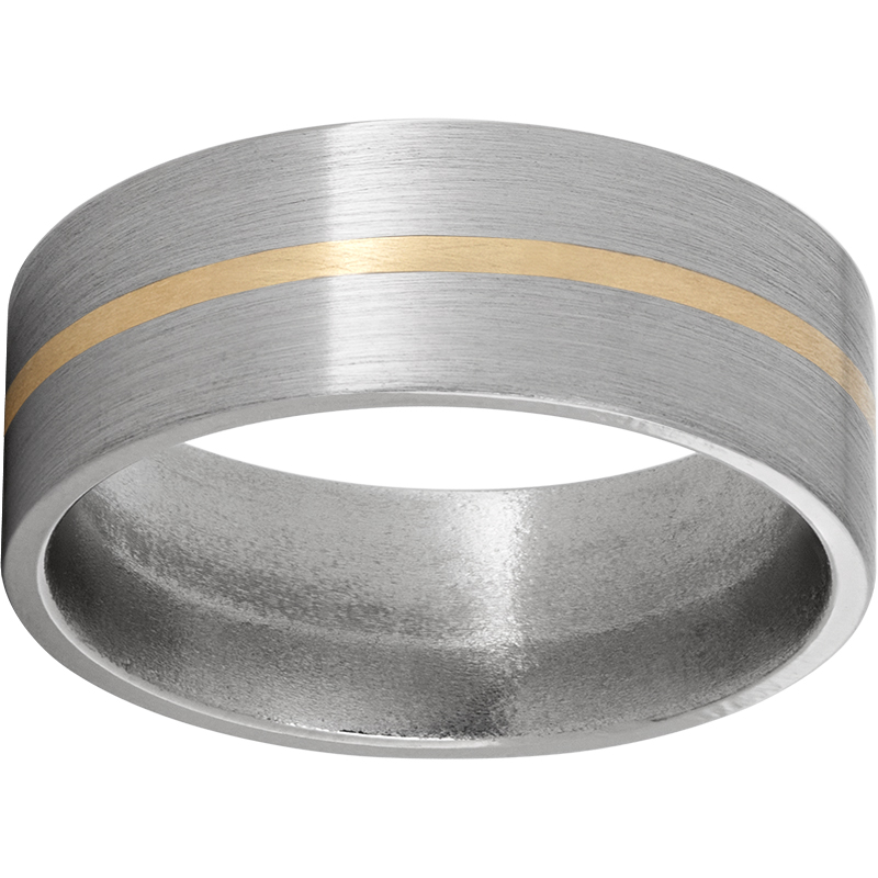 Titanium Flat Band with a 1mm 14K Yellow Gold Inlay and Satin Finish Mesa Jewelers Grand Junction, CO