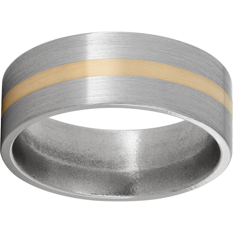 Titanium Flat Band with a 2mm 14K Yellow Gold Inlay and Satin Finish Selman's Jewelers-Gemologist McComb, MS