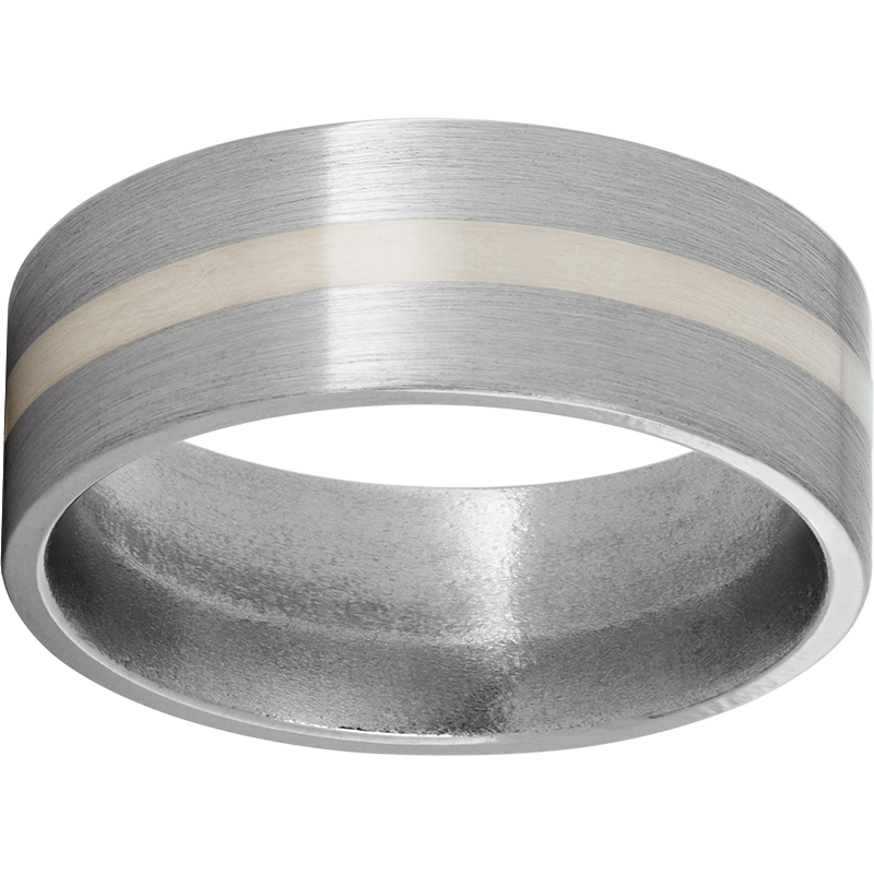 Titanium Flat Band with a 2mm Sterling Silver Inlay and Satin Finish Jerald Jewelers Latrobe, PA