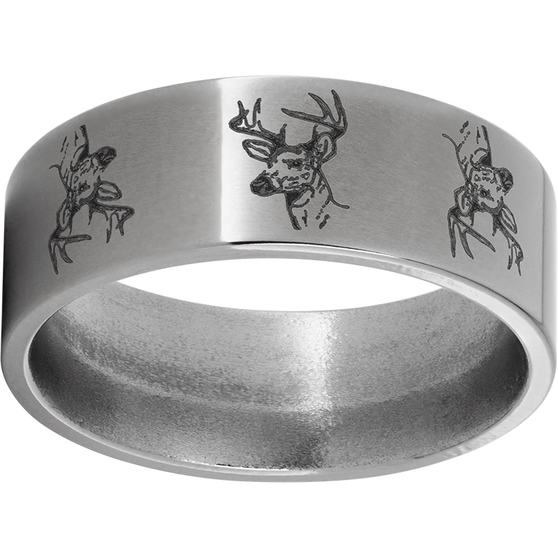 Titanium Flat Band with Deerhead Laser Engraving Jerald Jewelers Latrobe, PA