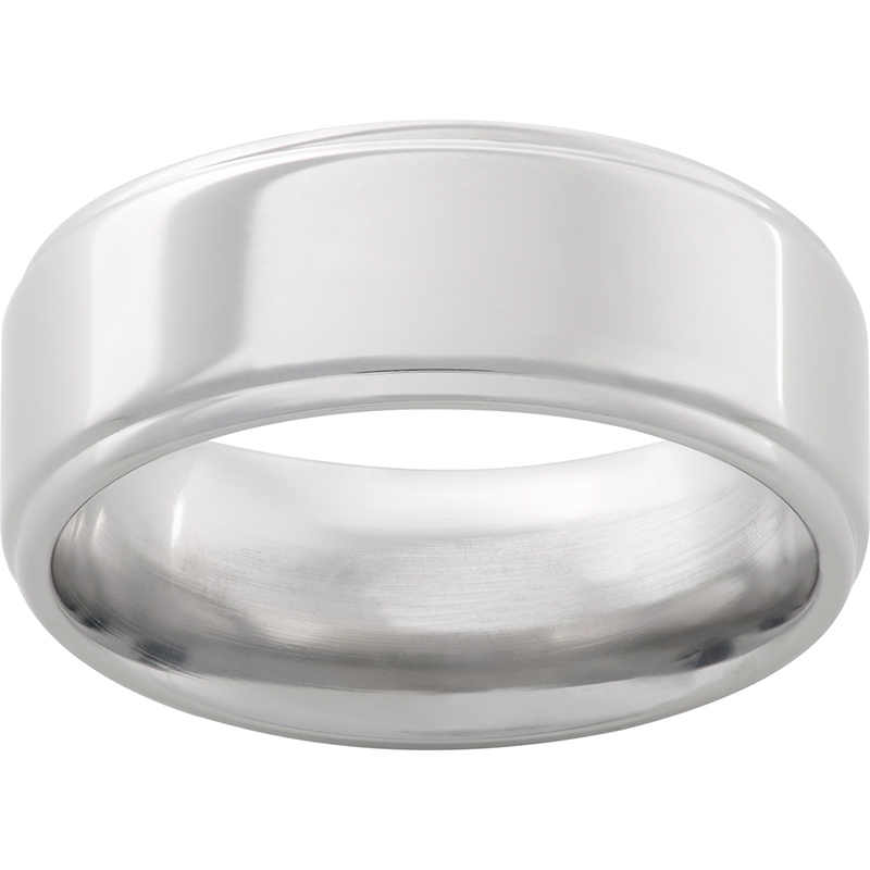 Titanium Flat Band with Grooved Edges and Polish Finish Lennon's W.B. Wilcox Jewelers New Hartford, NY