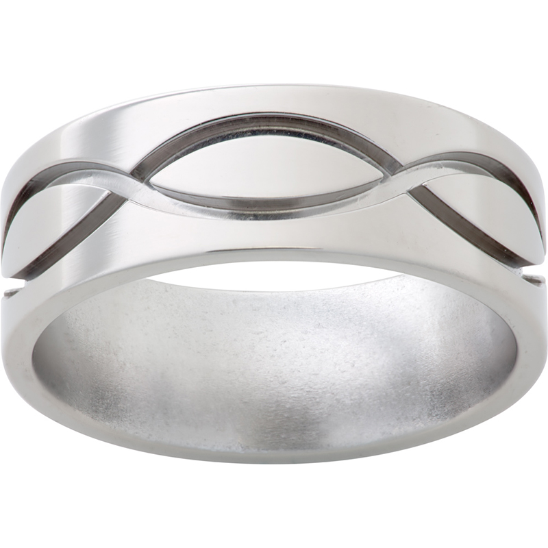 Titanium Flat Band with Milled Infinity Engraving Lennon's W.B. Wilcox Jewelers New Hartford, NY