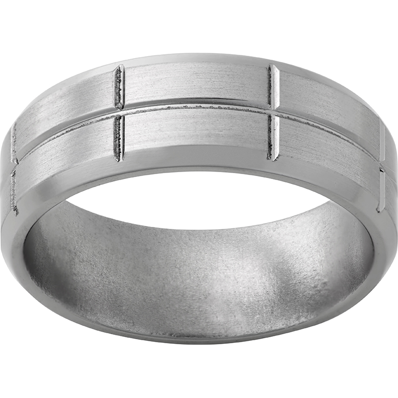 Titanium Beveled Edge Band with Vertical and Horizontal Grooves and Satin Finish Ritzi Jewelers Brookville, IN