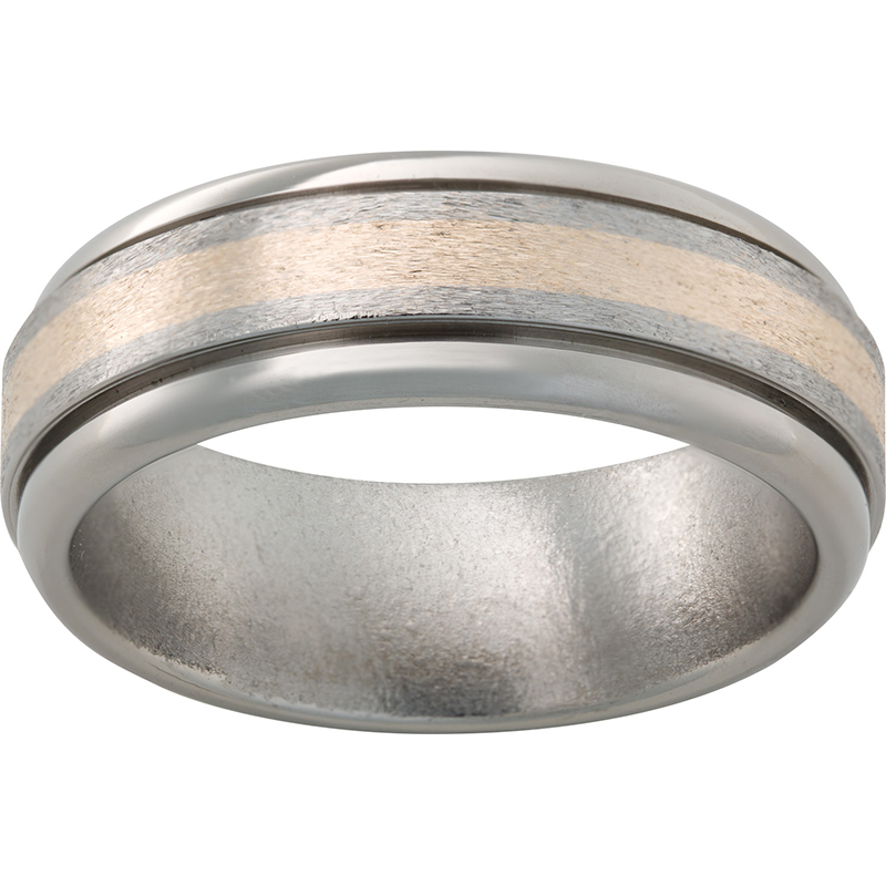Titanium Rounded Edge Band with a 2mm 14K Yellow Gold Inlay Ritzi Jewelers Brookville, IN